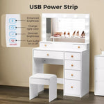Levede Dressing Table Stool Set Mirror Vanity LED Bulbs  Makeup Desk Drawers
