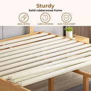 Levede Double Wooden Bed Frame Timber Rubberwood Headboard Mattress Base Natural