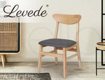 Levede 4xDining Chairs Kitchen Chair Natural Wood Linen Fabric Cafe Lounge