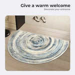 Marlow Door Mat Half Moon Semi-Circle Velvety Non Slip Entrance Floor Rug 60x90