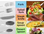 Tableware Cutlery Set Stainless Steel Knife Fork Spoon Kitchen Child Silver 60PC