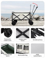 Lambu Garden Camping Trolley Outdoor Garden Wagon Cart Folding Widen Large