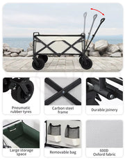 Lambu Garden Camping Trolley Outdoor Garden Wagon Cart Folding Widen Large