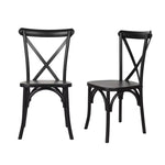 Levede 2x Dining Chairs Cross Back Kitchen Chair Natural Wood Lounge Seat Black