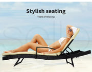 Levede Outdoor Sun Lounger Furniture Wicker Lounge Garden Patio Bed Cushion Pool
