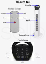 Spector Tower Fan Portable Oscillating Remote Control LED Display Timer Ionizer