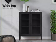 Levede Storage Cabinet Steel Kitchen Cupboard Metal Bookcase Filing Office Black