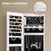 Levede Mirror Jewellery Cabinet LED Light Lockable Box Jewelry Storage Organiser
