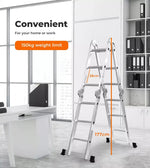 Traderight Multi Purpose Ladder Aluminium Folding Platform Extension Step 3.6M