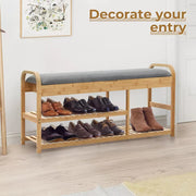Levede Bamboo Shoe Rack Bench Entryway Seat Storage Cabinet Organizer 100cm
