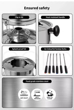 Toque Classic Fondue Set 12pcs Stainless Steel Cheese Chocolate Dipping  6 Forks