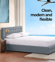 Levede Fabric Bed Frame Gas Lift Storage Wooden Matress Base Double Queen King