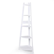 Levede 5 Tier Corner Shelf Wooden Storage Home Display Rack Plant Stand White
