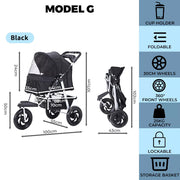 Pawz Pet Stroller Dog Cat Pram Travel Carrier Foldable Pushchair Outdoor Large