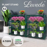 Levede 2x 4 Tier Plant Stand Shelves Garden Steel Storage Shelf Steel Frame