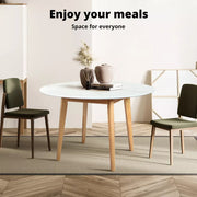 Levede Dining Table Round Rubberwood Base Kitchen Cafe Restaurant White