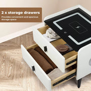 Levede Smart Bedside Table Side Drawer Phone Wireless Charging USB Port Speaker