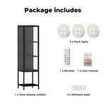 Stacked Tempered Glass Display Cabinet Clear Steel Frame With 3XRGB Lights