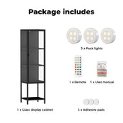 Stacked Tempered Glass Display Cabinet Clear Steel Frame With 3XRGB Lights