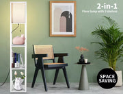 Emitto Floor Lamp Storage Shelf LED Wood Standing Reading Corner Light White