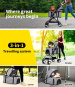 Pawz Large Pet Stroller Dog Cat Travel Carrier Pram Foldable Pushchair Outdoor