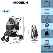 Pawz Pet Stroller Dog Cat Pram Travel Carrier Foldable Pushchair Outdoor Large