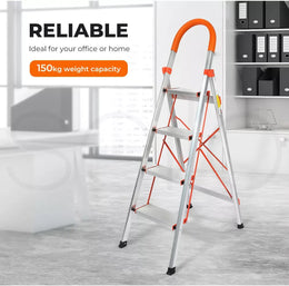 Traderight 4 Step Ladder Folding Aluminium Portable Multi Purpose Household Tool