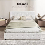 Levede Queen Bed Frame Fabric Tufted Wooden Mattress Base 4 Storage Drawer