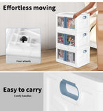 Storage Containers Box Stackable Toy Food Organiser Large Foldable Lid 45 Pink