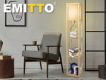 Emitto Floor Lamp LED Storage Shelf 3 Tier Wood Standing Reading Corner Light