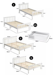 Levede Wooden Bed Frame Queen Double Single Mattress Base Solid Pine White