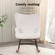 Levede Rocking Chair Nursery Rocker Accent Tub Boucle Armchair Lounge Fleece