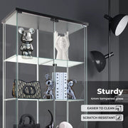 Stacked Display Cabinet Tempered Glass Show Case Floor Standing 4 Tier Shelves