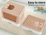 Pawz Foldable Cat Litter Box Tray Enclosed Kitty Toilet Hood Hair Grooming Pink