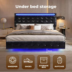 Levede Floating Bed Frame Double Queen with Headboard LED Lights Mattress Base