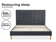 Levede Fabric Bed Frame Double Mattress Base Platform Wooden Velvet Headboard