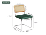 Levede 2xRattan Chair Dining Chairs Cesca Replica Cantilever Velvet Padded Green
