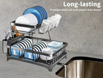 Toque Dish Drying Rack 2 Tier Detachable Drainboard Cutlery Drainer Black