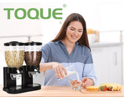 Toque Double Cereal Dispenser Dry Food Storage Container Dispense Machine Black