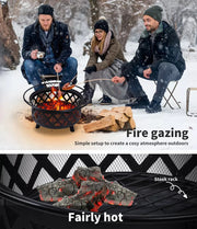 Moyasu Fire Pit BBQ Grill Fireplace Outdoor Portable Camping Heater Patio Garden