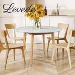 Levede Dining Table Round Rubberwood Base Kitchen Cafe Restaurant White 100cm