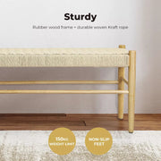 Levede 1x Wicker Bench Dining Chair Wooden Kitchen Natural Lounge Bedroom Cafe