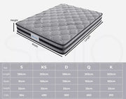 Dreamz Mattress Pocket Spring Queen Double King Single Bed Foam Medium Firm 22CM