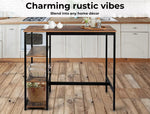 Levede High Bar Table Pub Industrial Storage Shelf Rustic Brown Kitchen 110X60CM