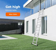 Traderight Multi Purpose Ladder Aluminium Folding Platform Extension Step 3.6M