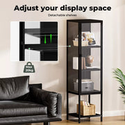 Stacked Tempered Glass Display Cabinet Door Clear Showcase Bookcase Steel Frame