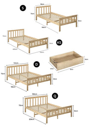 Levede Wooden Bed Frame Queen Double Single Rustic Mattress Base Solid Pine