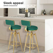 Levede 1x Bar Stools Velvet Kitchen Stool Chair Swivel Barstools Padded Seat
