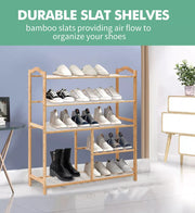 Levede Bamboo Shoe Rack Storage Wooden Organizer Shelf Stand 5 Tiers Layers 80cm