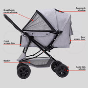 Pawz Pet Stroller Pram Dog Carrier Trailer Strollers 4 Wheels Foldable Large